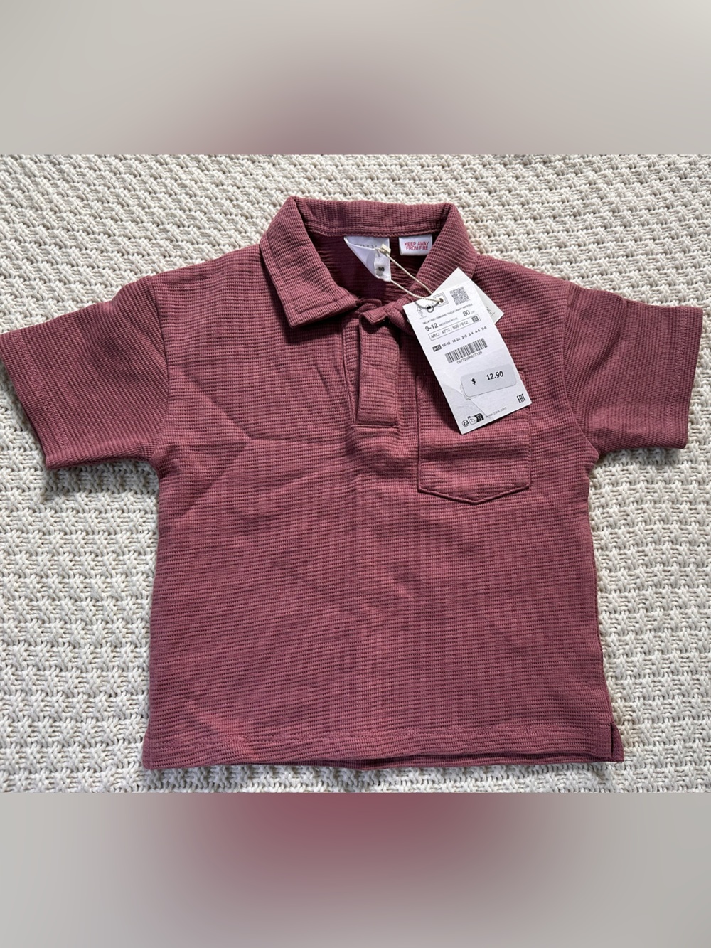 Zara baby Ribbed Polo Top - Dusty Mauve
